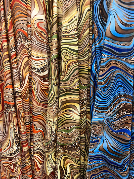 New safari abstract print on the best quality of nylon spandex4-stretch 58/60”sold by the YD.Ships worldwide from Los Angeles California USA