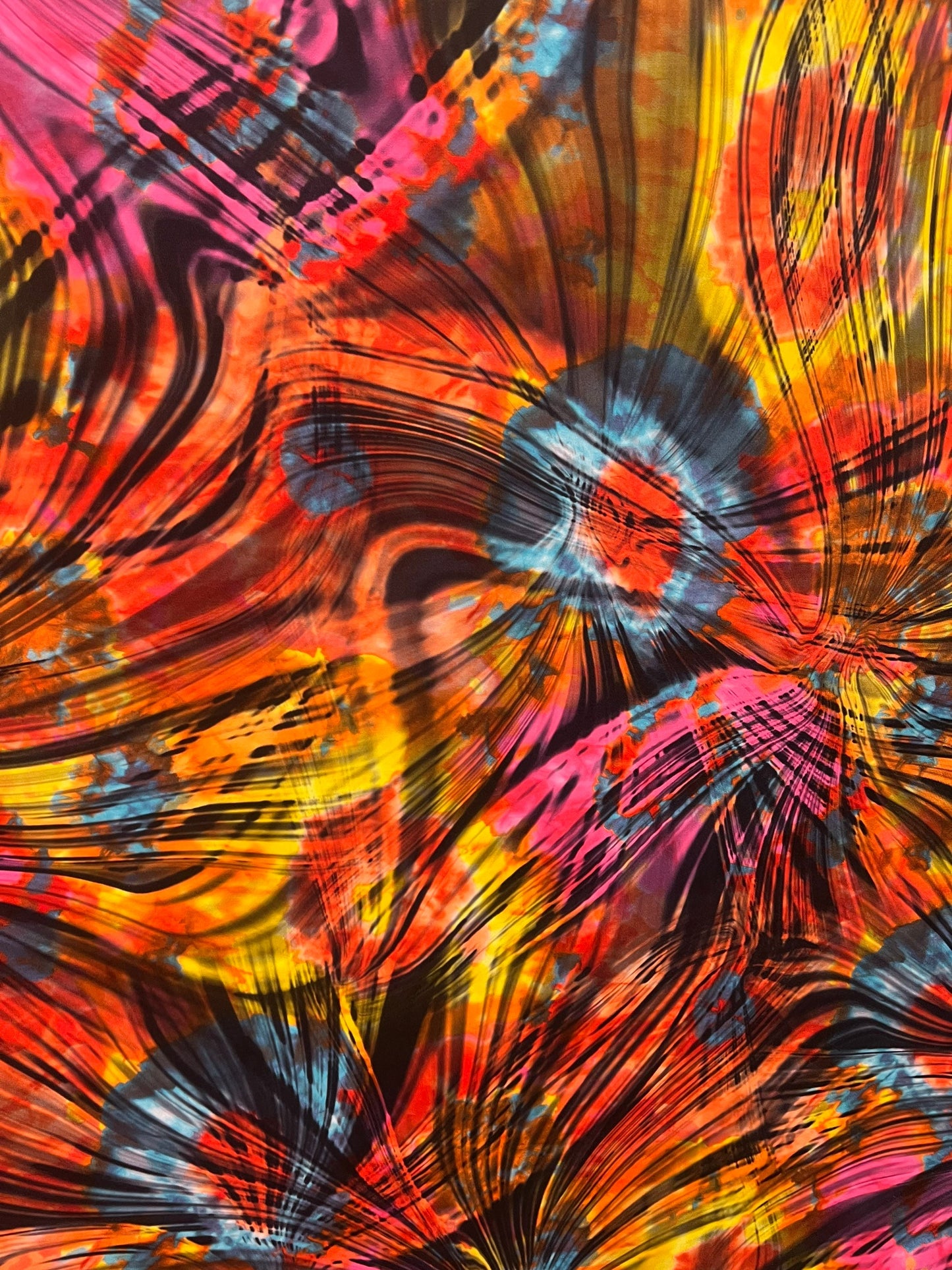 New Tie dye shibori pattern design print on the best quality of nylon spandex 4-stretch 58/60”sold by the YD.Ships worldwide from La CA