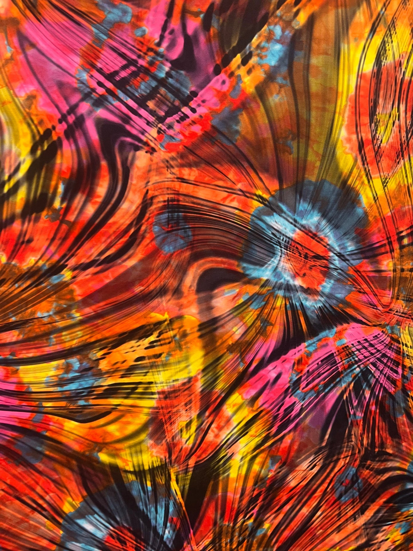 New Tie dye shibori pattern design print on the best quality of nylon spandex 4-stretch 58/60”sold by the YD.Ships worldwide from La CA