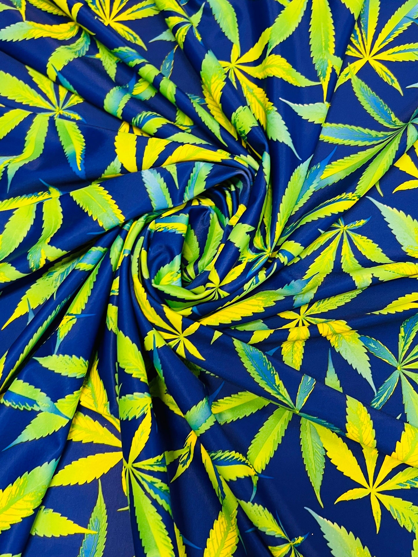 Cannabis Leaf pattern design print on nylon spandex 4-way stretch 58/60”sold by the YD.Ships worldwide from Los Angeles California USA.