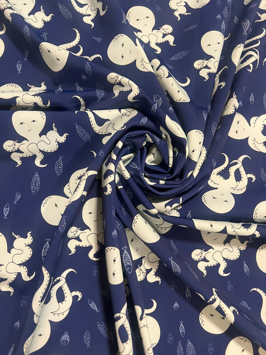 Sea Octopus pattern design print on the best quality of nylon spandex 4-way stretch 58/60”sold by the YD.Ships worldwide from Los Angeles CA