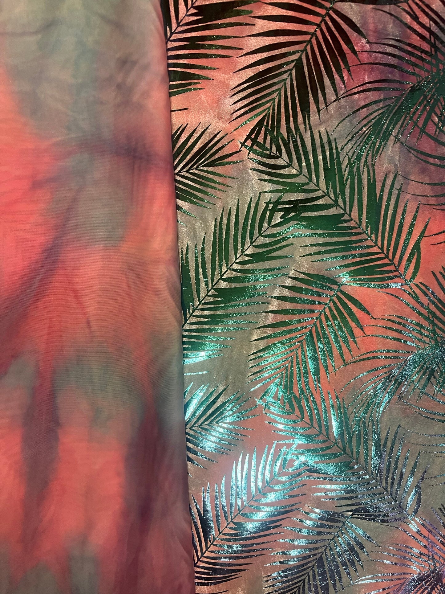 New tropical stretch velvet tie dye with metallic design 4-Stretch 58/60 Sold by the YD.Ships worldwide from Los Angeles California USA.