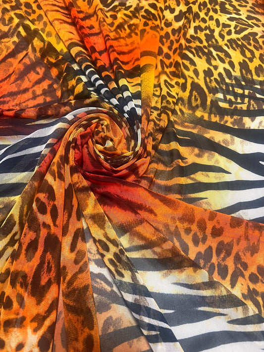 New exotic animal design print on power mesh nylon spandex 4-stretch 58/60”Sold by the YD.Ships worldwide from Los Angeles California USA.