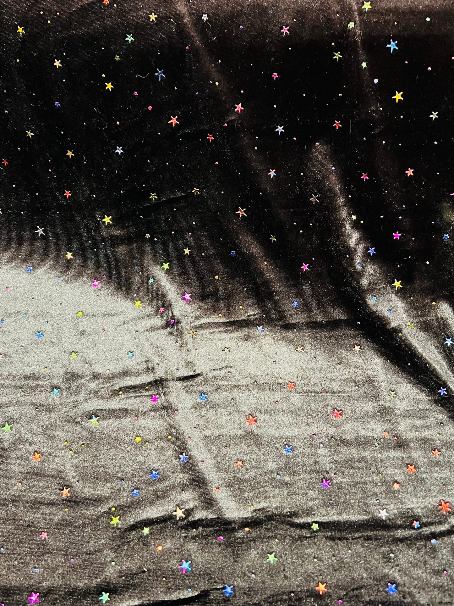 Stretch velvet with small stars design metallic 4-way stretch 58/60”sold by the YD. Ships worldwide from Los Angeles California USA