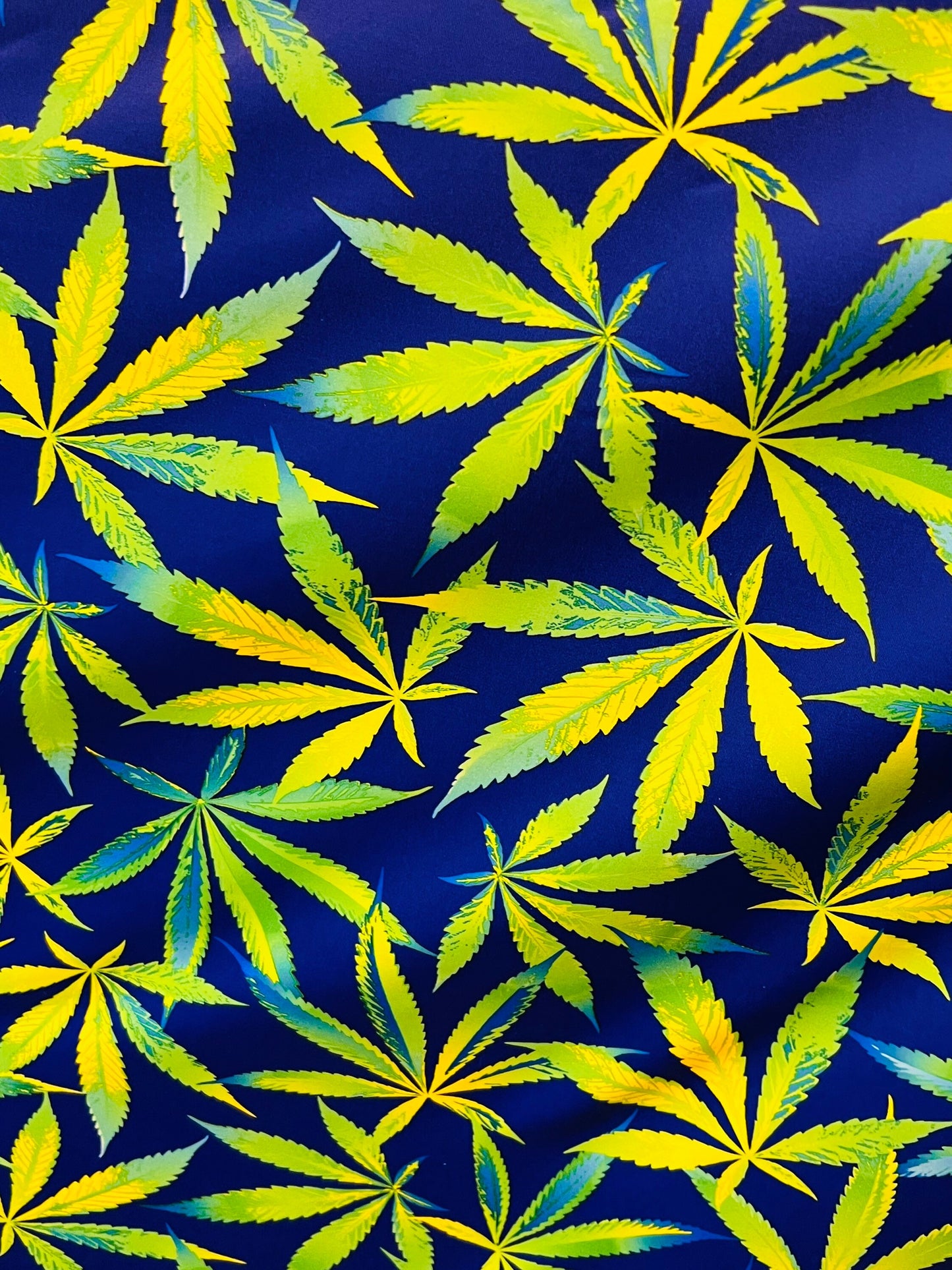 Cannabis Leaf pattern design print on nylon spandex 4-way stretch 58/60”sold by the YD.Ships worldwide from Los Angeles California USA.