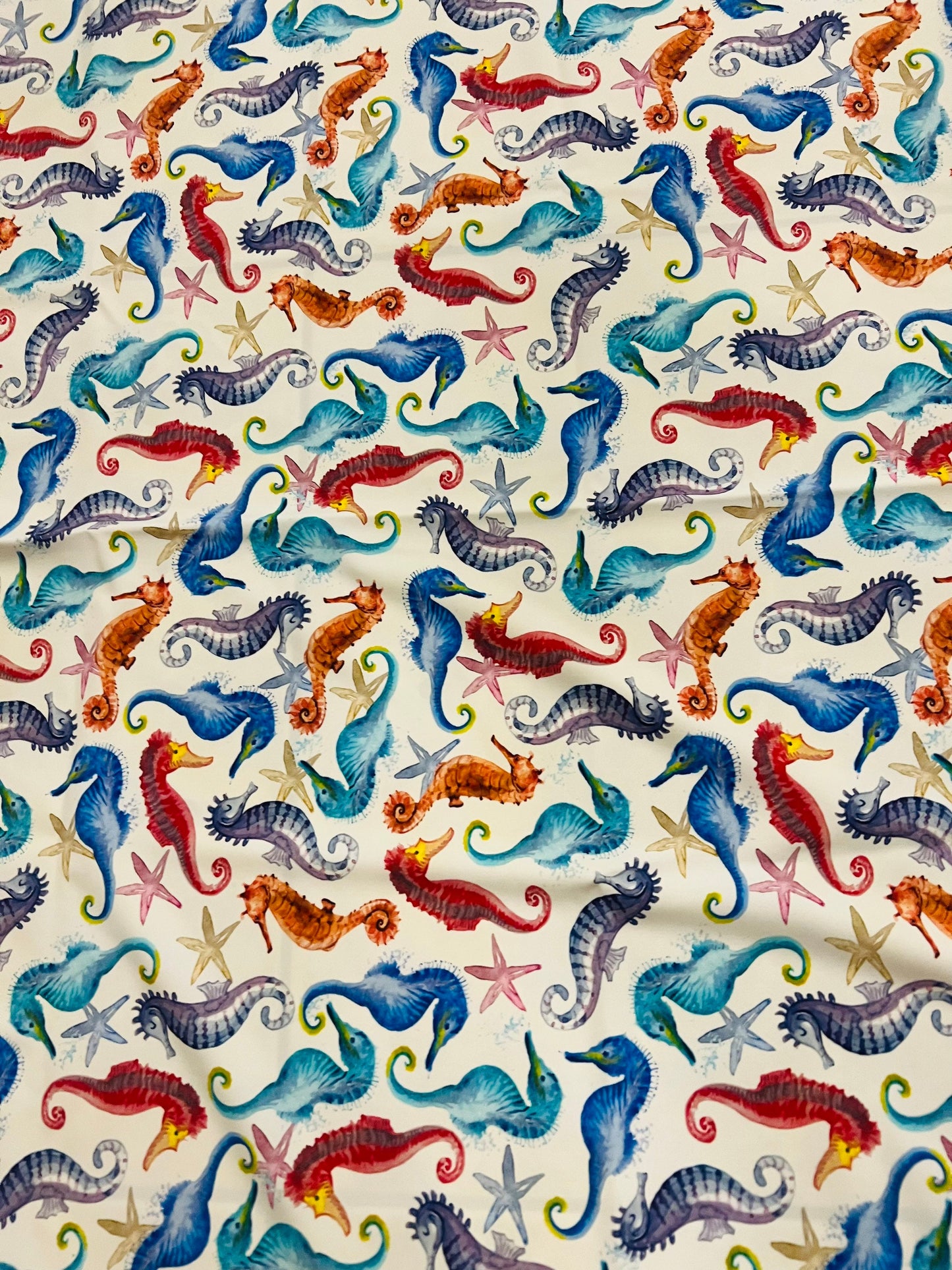 Cute Seahorse pattern design print on the best quality of nylon spandex 4-stretch 58/60”sold by the YD. Ships worldwide from Los Angeles CA