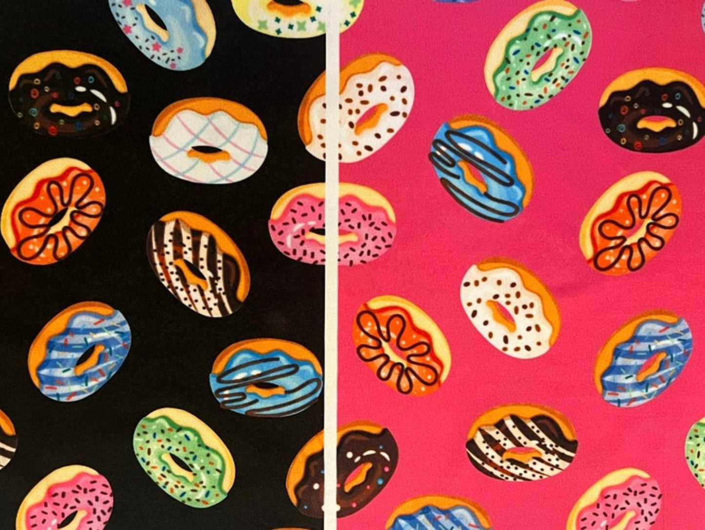 Colorful sweet donuts design print on the best quality nylon spandex 4-way stretch 58/60 sold by the YD. ships Worldwide from Los Ángeles CA