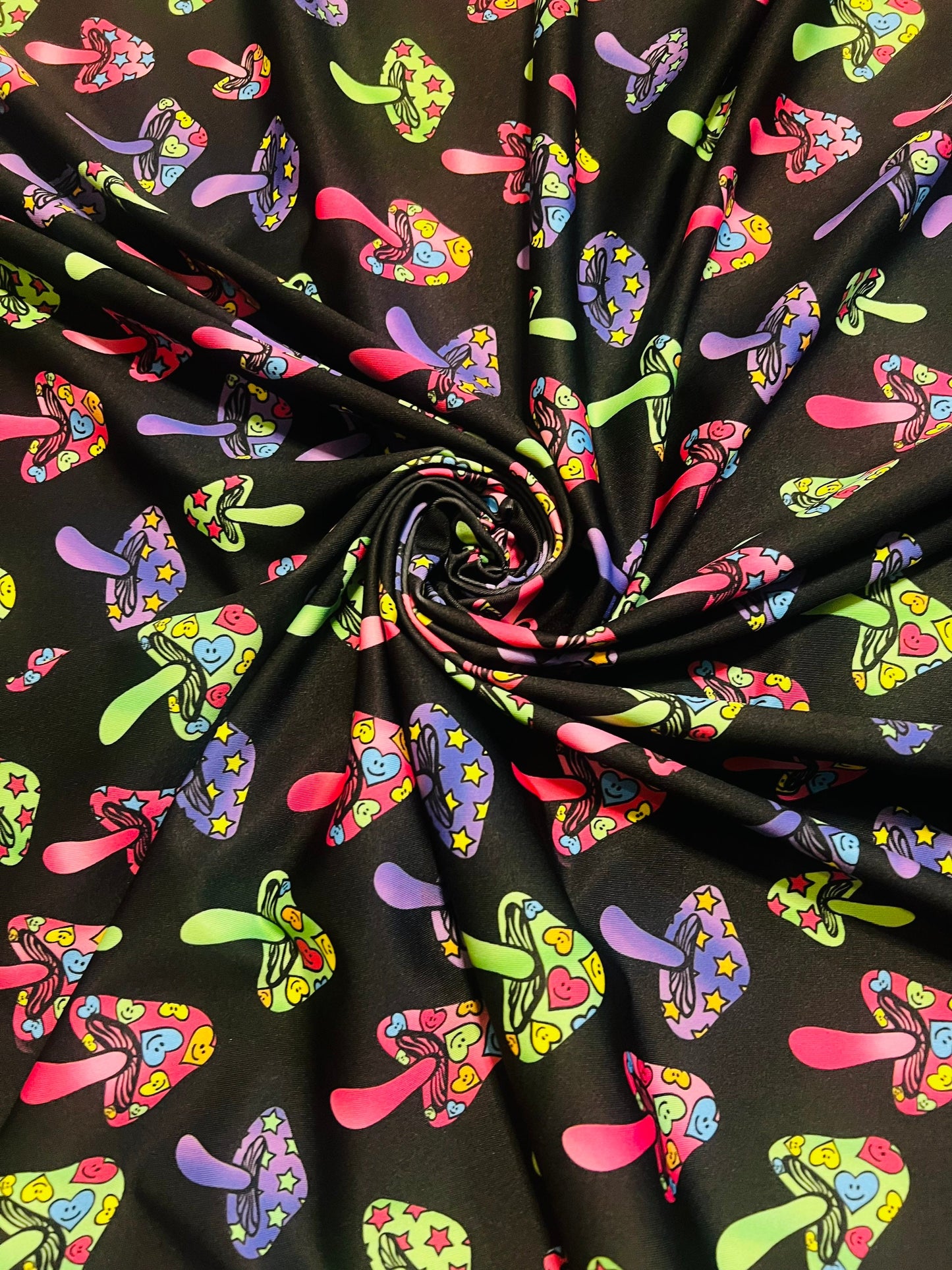 Mushroom pattern design print on the best quality of poly  spandex 4-stretch 58/60”Sold by the YD.Ships worldwide from Los Angeles C A.