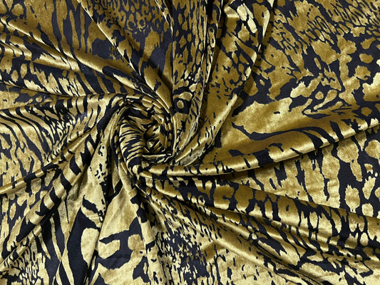 New Golden animal design print on burnout velvet 4-stretch 50/60”sold by the YD.Ships worldwide from Los Angeles California USA.