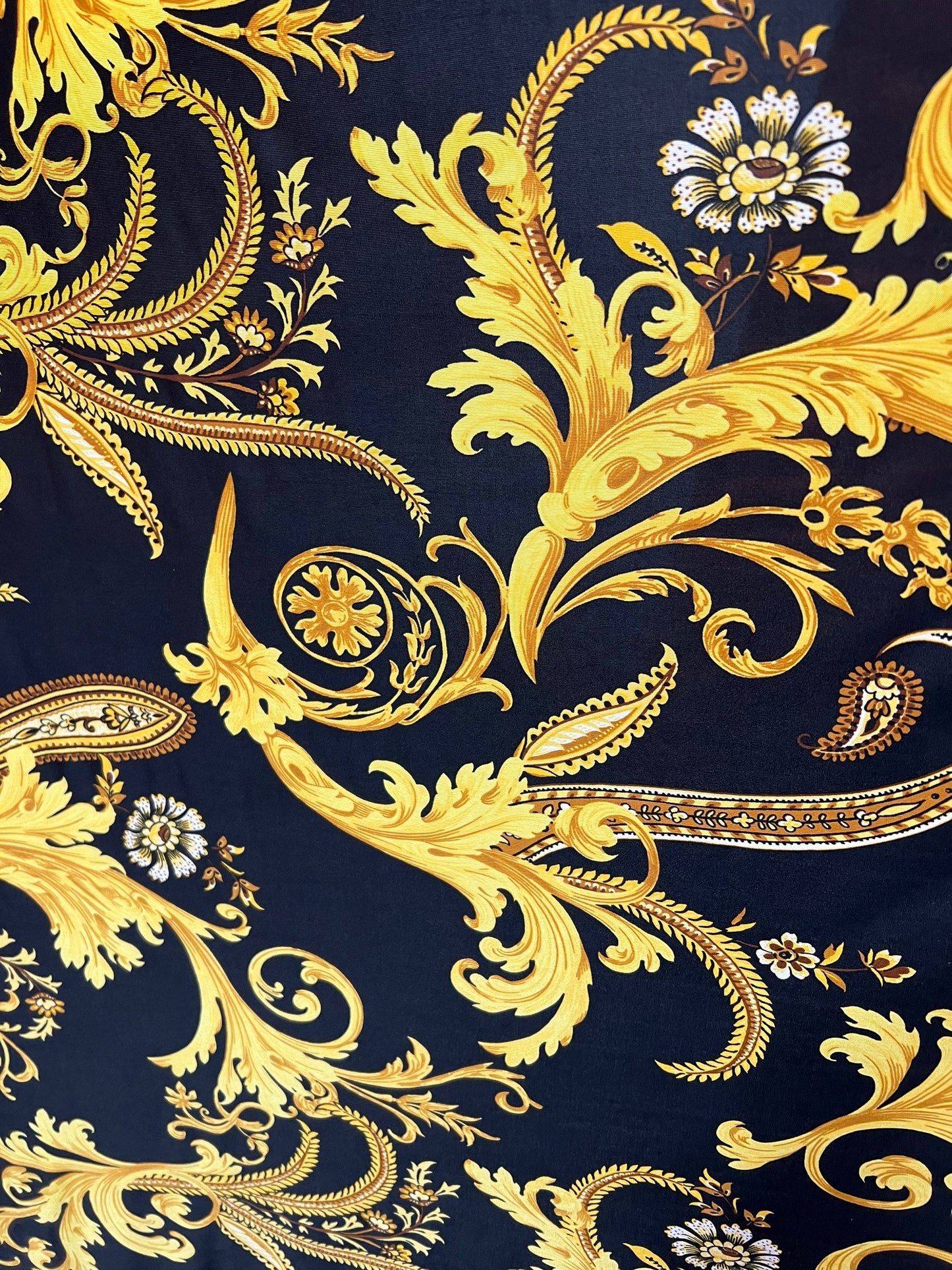 Golden Baroque design print on the best quality of poly spandex 4-way stretch 58/60”Sold by the YD.Ships worldwide from Los Angeles CA.