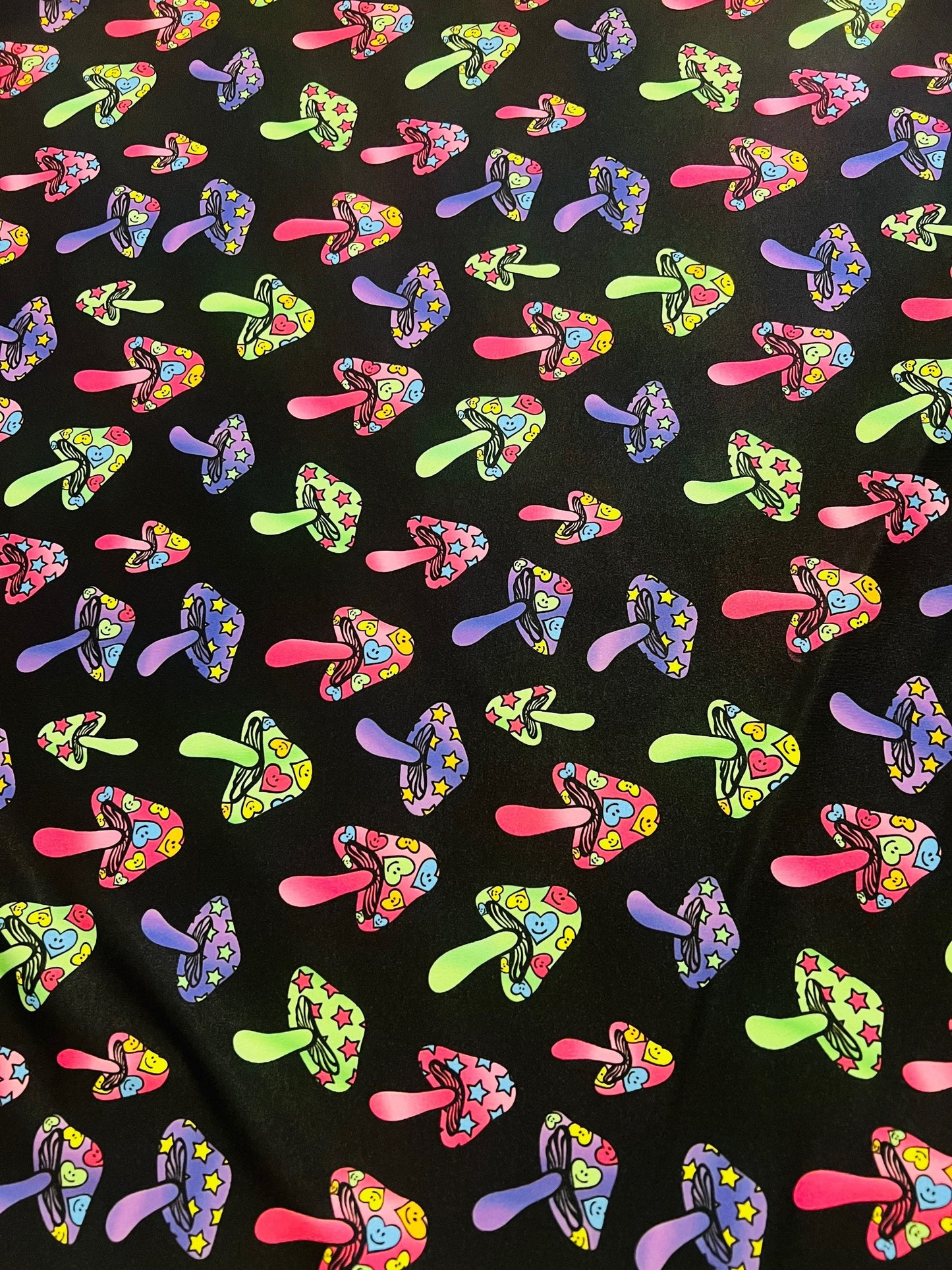 Mushroom pattern design print on the best quality of poly  spandex 4-stretch 58/60”Sold by the YD.Ships worldwide from Los Angeles C A.