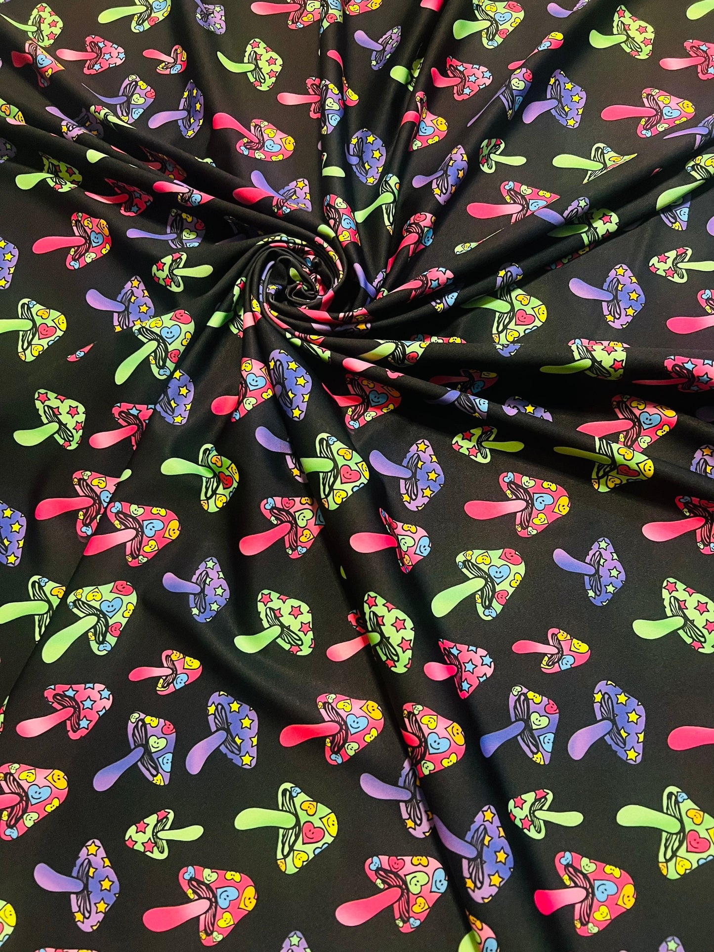 Mushroom pattern design print on the best quality of poly  spandex 4-stretch 58/60”Sold by the YD.Ships worldwide from Los Angeles C A.