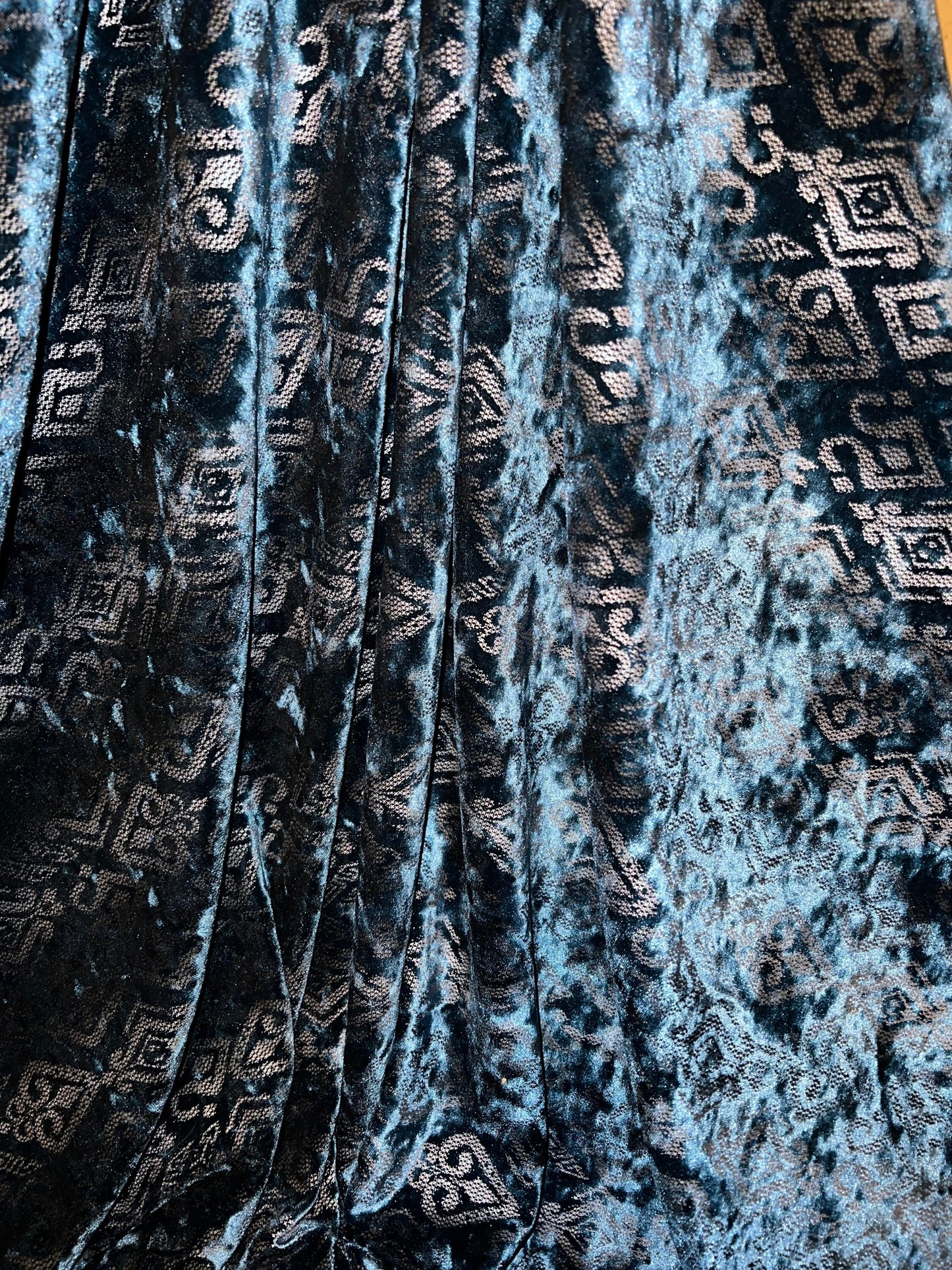 tribal pattern design print on stretch velvet 4-way stretch 58/60”Sold by the YD.Ships worldwide from Los Angeles California USA