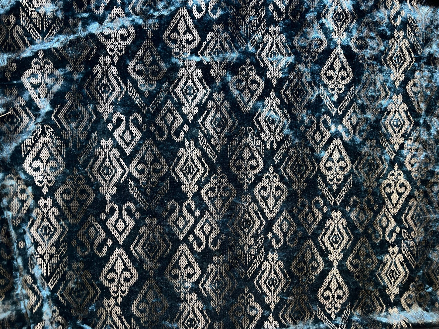 tribal pattern design print on stretch velvet 4-way stretch 58/60”Sold by the YD.Ships worldwide from Los Angeles California USA