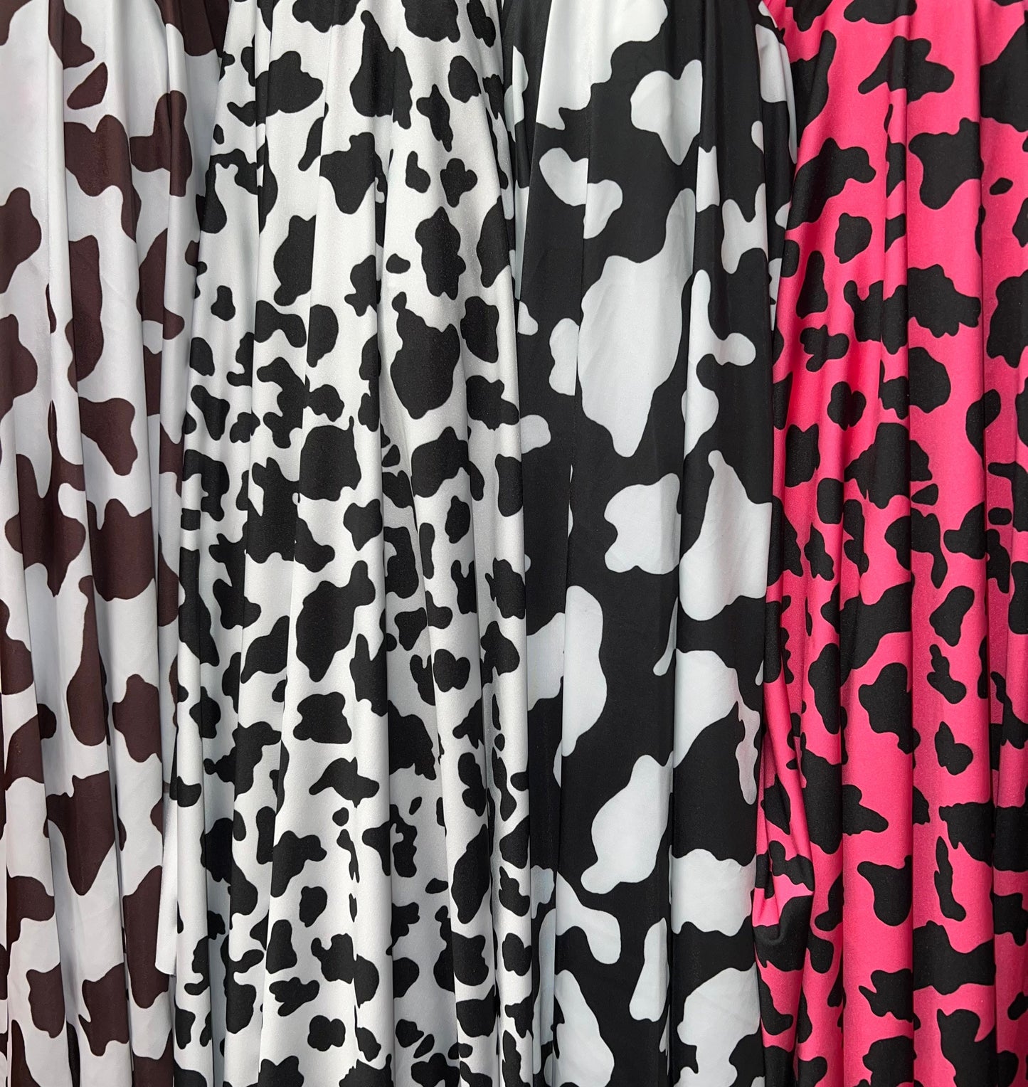 New Cow pattern design print on the best quality of nylon spandex 4-way stretch 58/60”sold by the YD.Ships worldwide from Los Angeles CA.