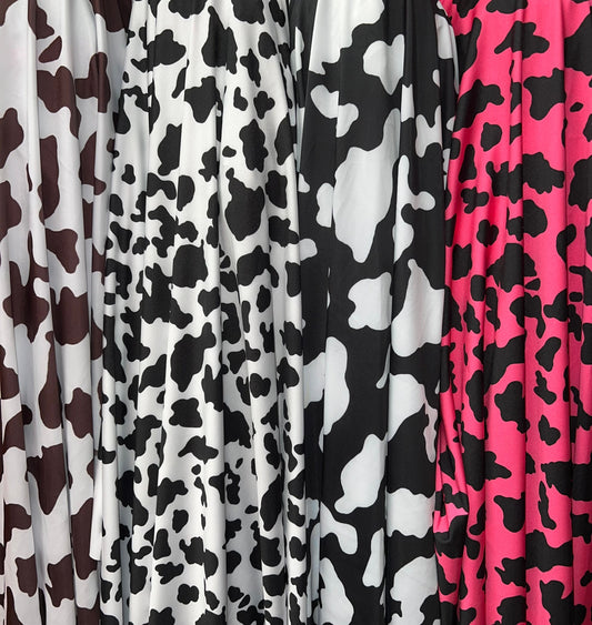 New Cow pattern design print on the best quality of nylon spandex 4-way stretch 58/60”sold by the YD.Ships worldwide from Los Angeles CA.