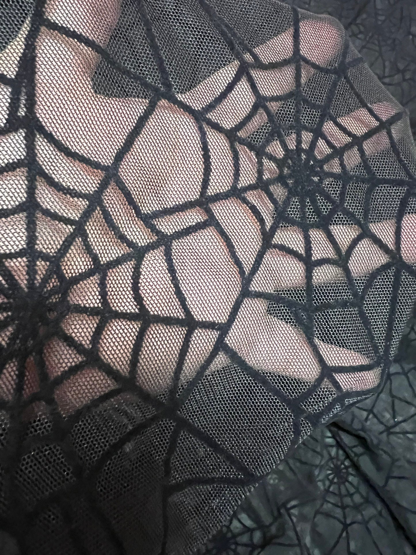 New spider web pattern design print on power mesh nylon spandex 4-way stretch 58/60”Sold by the YD.Ships worldwide from Los Angeles USA