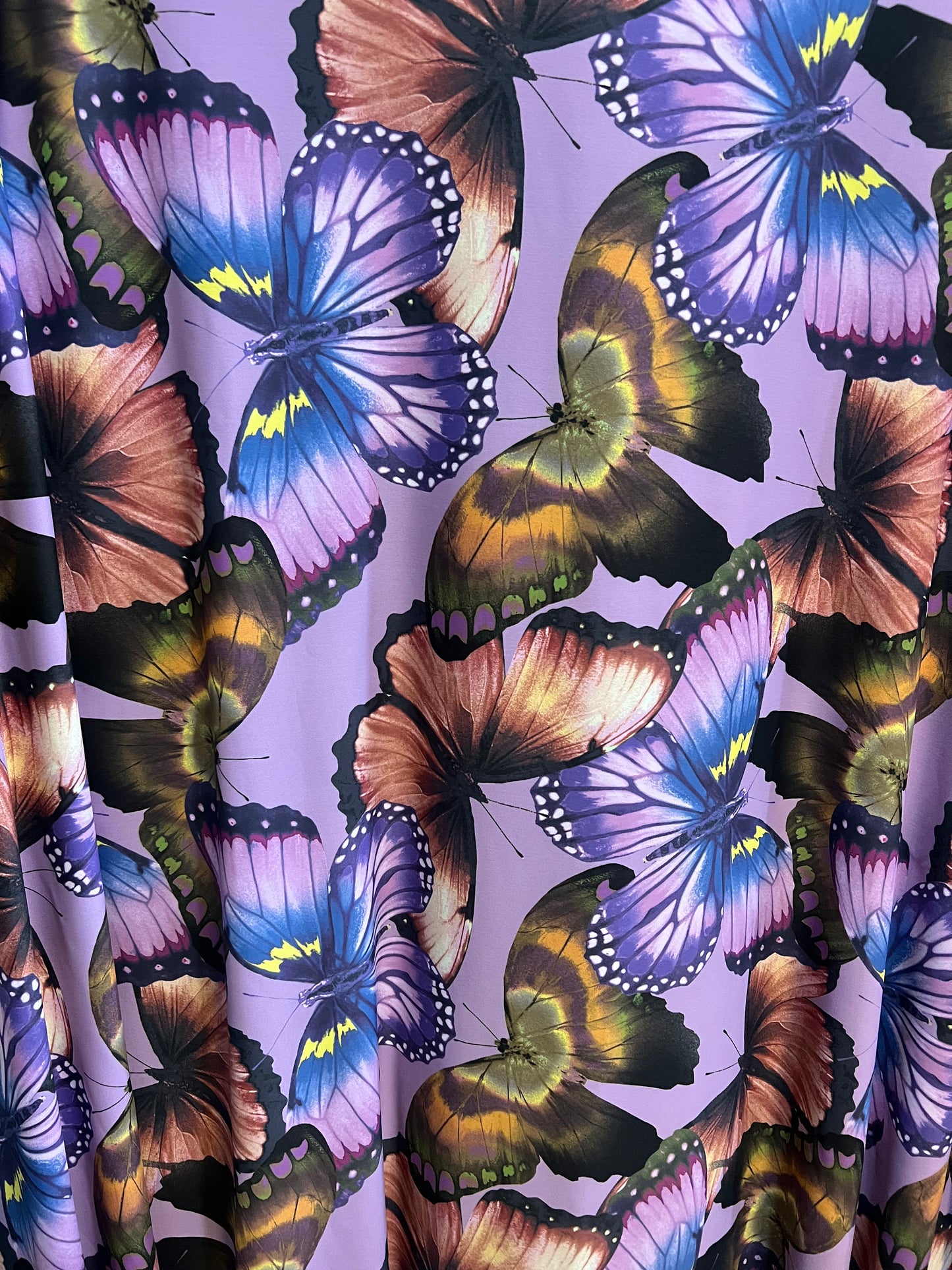 Amazing butterfly design print on the best quality of nylon spandex 58/60”Sold by the YD.Ships worldwide from Los Angeles California USA.