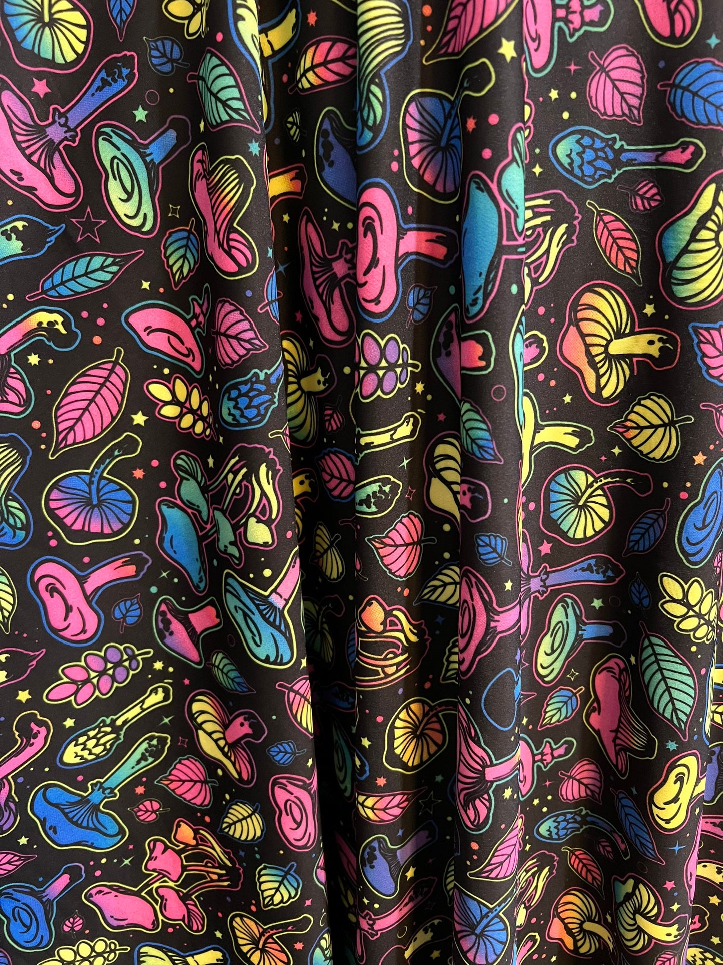 Colorful Mushrooms pattern design print on the best quality of nylon 4-way stretch 58/60”Sold by the YD.Ships worldwide from Los Angeles CA.