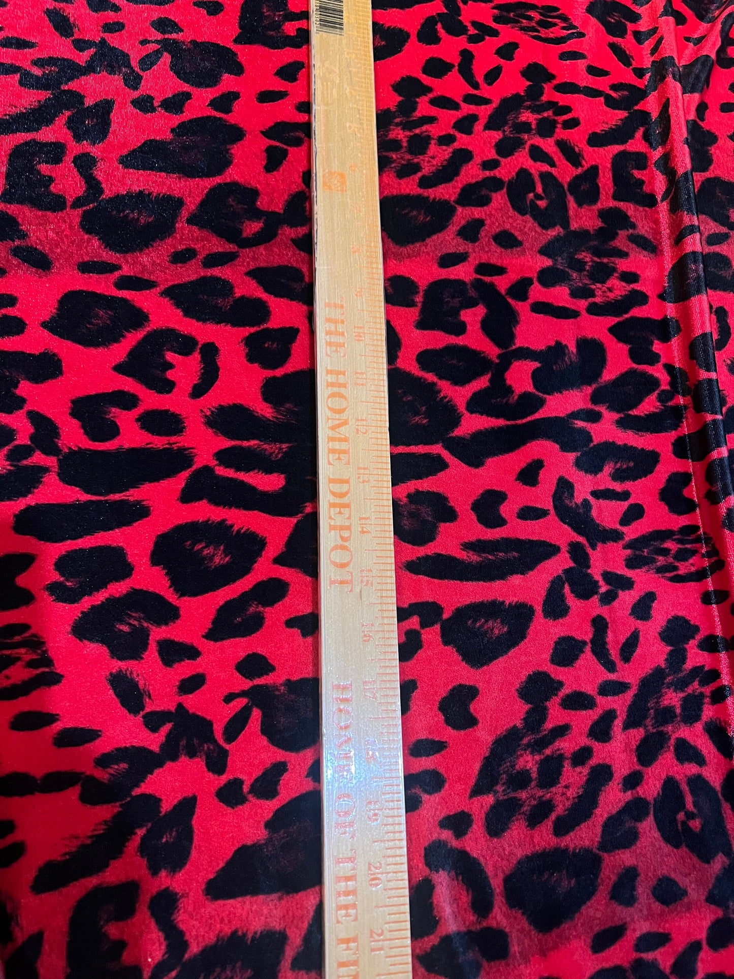 Red/Black Leopard Skin design print on the best quality of stretch velvet 4-way stretch 58/60”sold by the YD.Ships worldwide from LA  USA.