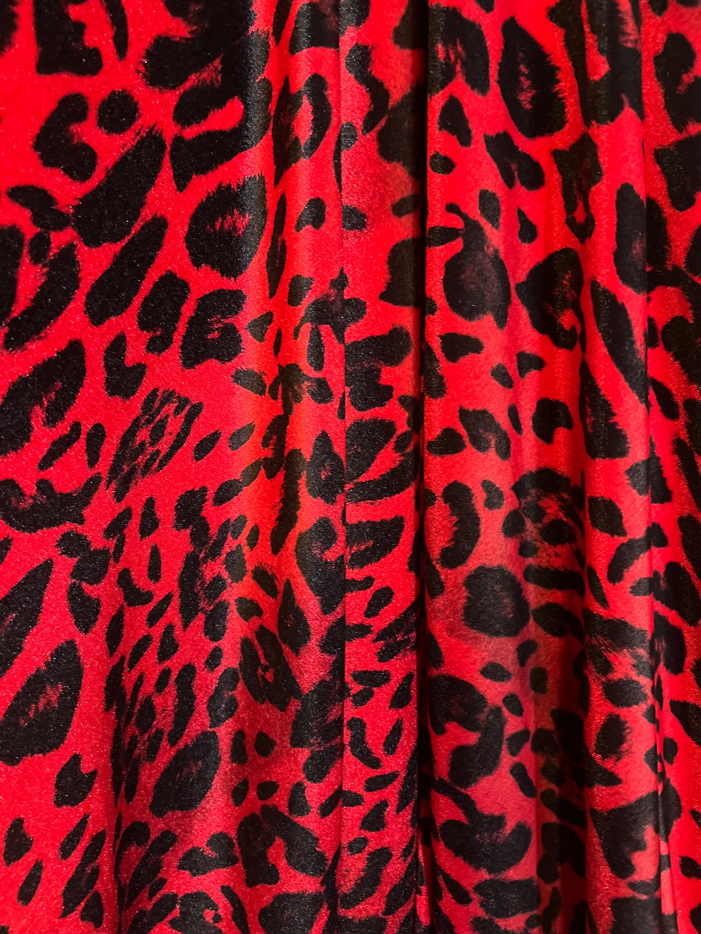 Red/Black Leopard Skin design print on the best quality of stretch velvet 4-way stretch 58/60”sold by the YD.Ships worldwide from LA  USA.