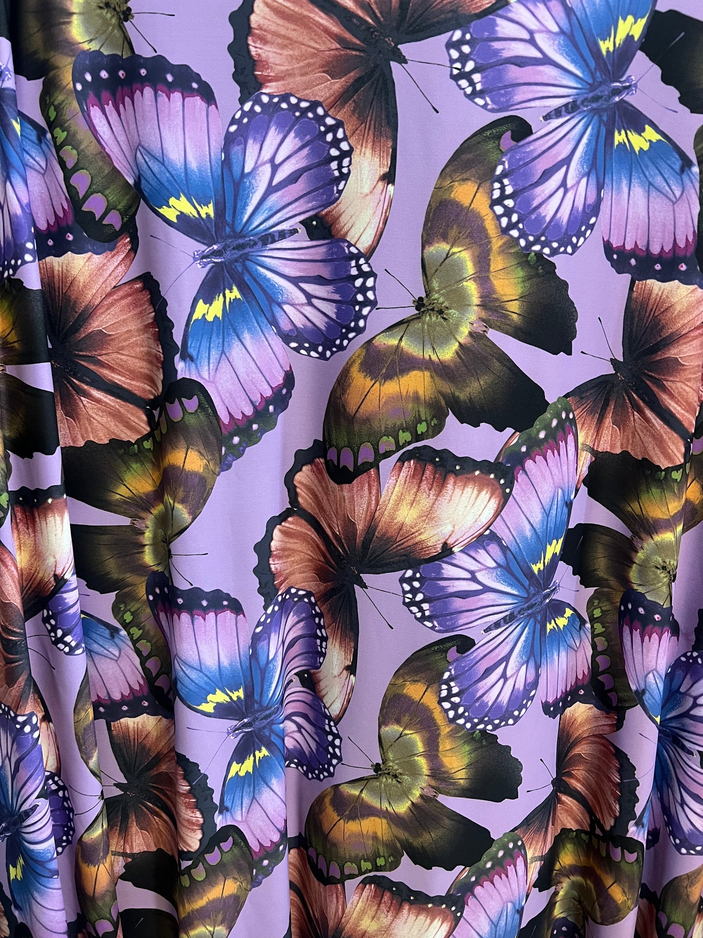 Amazing butterfly design print on the best quality of nylon spandex 58/60”Sold by the YD.Ships worldwide from Los Angeles California USA.