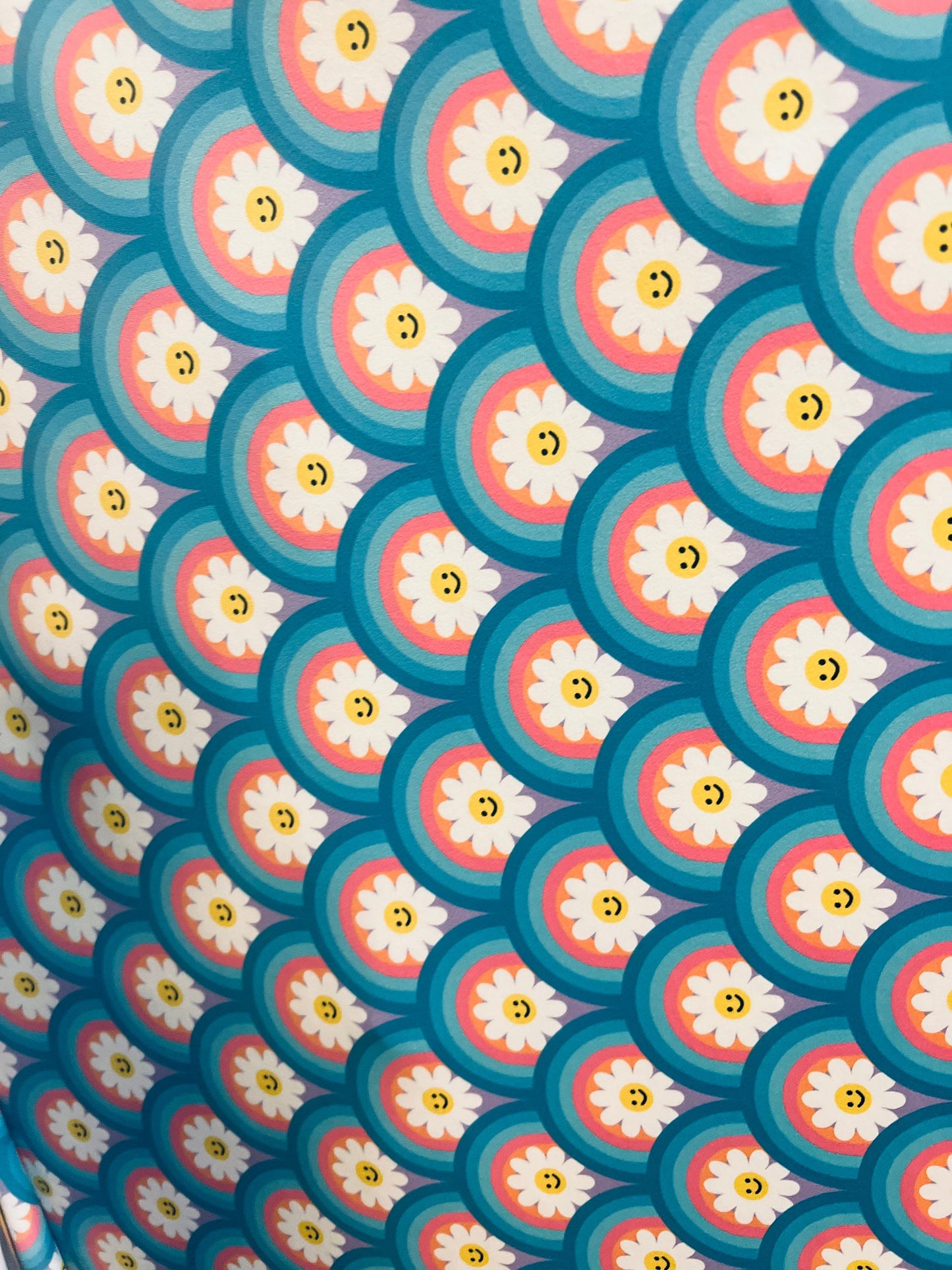 New Daisy Smile design print on the best quality of nylon spandex 4-way stretch 58/60”sold by the YD.Ships worldwide from Los Angeles CA USA