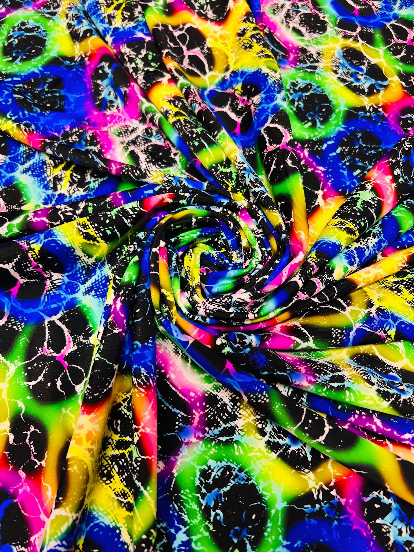 Abstract Honeycomb design print on the best quality of nylon spandex 4-way Stretch 58/60”sold by the YD.Ships worldwide from Los Angeles CA.