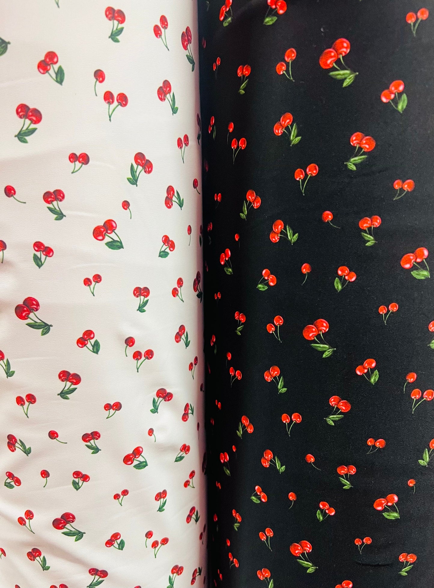 Little cherries design print on the best quality of nylon spandex 4-way stretch 58/60”sold by the YD.Ships Worldwide from Los Angeles CA.