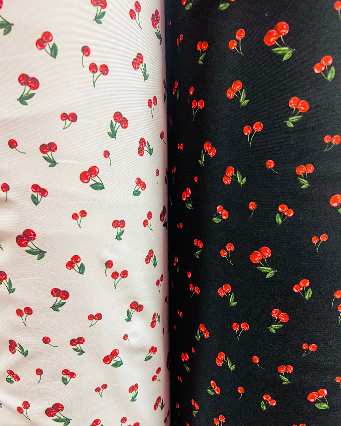 Little cherries design print on the best quality of nylon spandex 4-way stretch 58/60”sold by the YD.Ships Worldwide from Los Angeles CA.