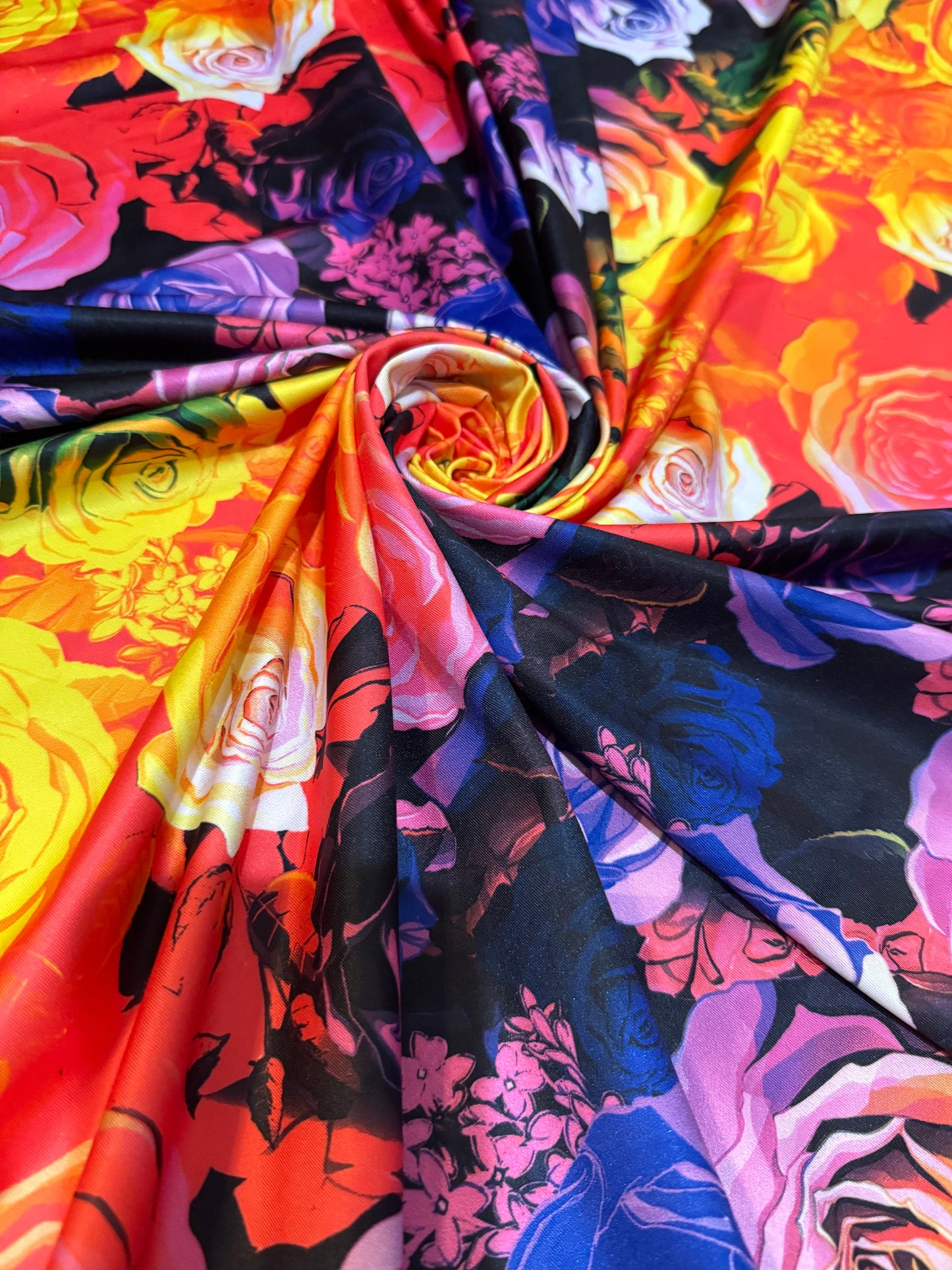 Colorful roses design print on the best quality of nylon spandex 4-way stretch 58/60”Sold by the YD.Ships from the worldwide Los Angeles CA.