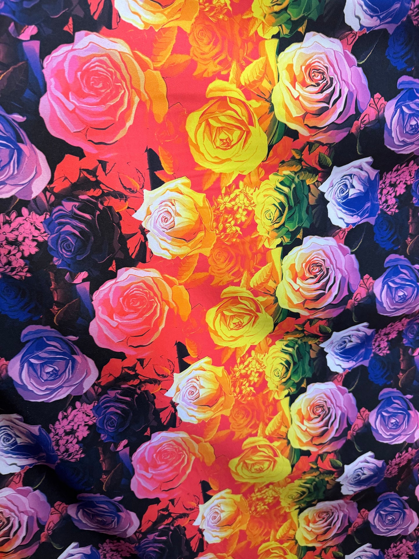 Colorful roses design print on the best quality of nylon spandex 4-way stretch 58/60”Sold by the YD.Ships from the worldwide Los Angeles CA.