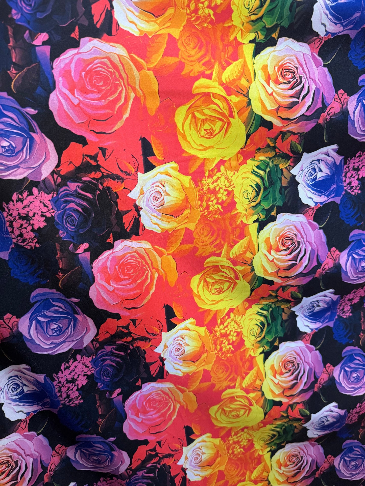 Colorful roses design print on the best quality of nylon spandex 4-way stretch 58/60”Sold by the YD.Ships from the worldwide Los Angeles CA.