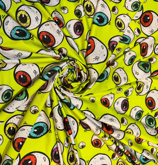Modern colorful eyes design print on the best quality of nylon spandex 4way stretch 58/60” Sold by the YD.Ships worldwide from Los Angeles