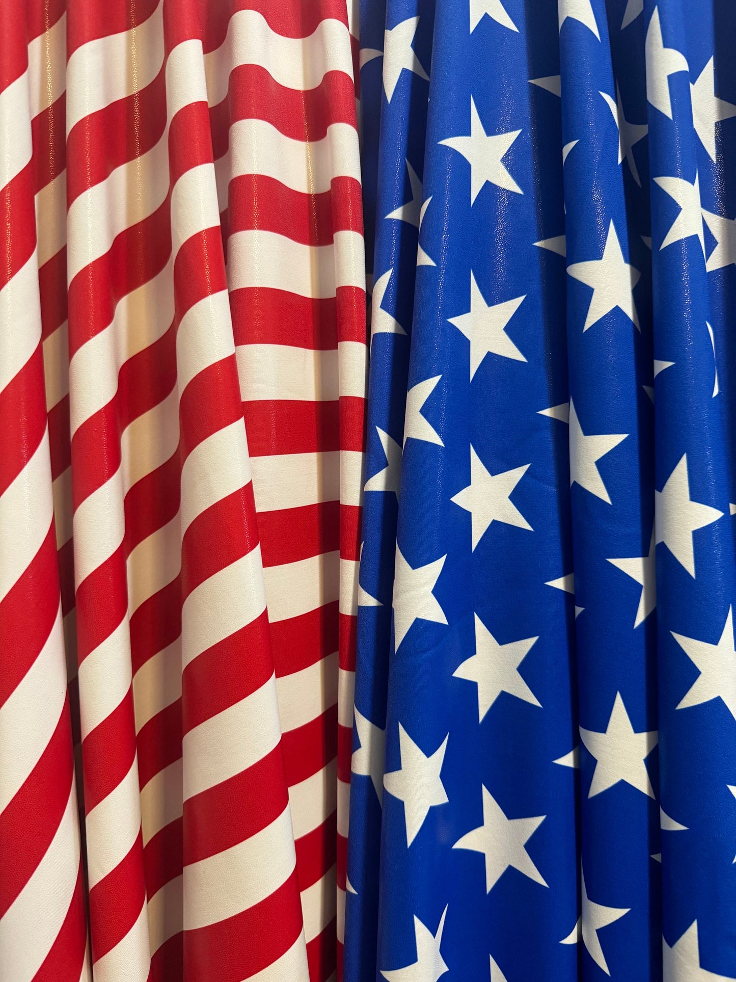 Stars and Stripes metallic design print on the best quality of nylon spandex 4way stretch 58/60”Sold by the YD.Ships worldwide from LA.