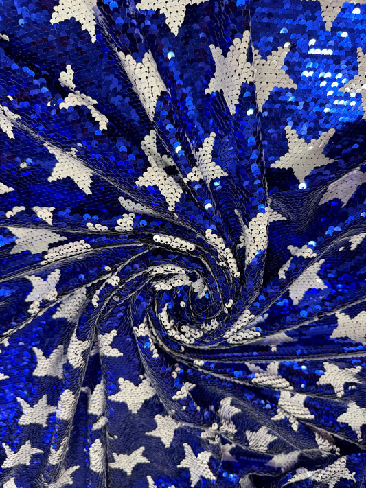 New reversible sequins stars design 2-way stretch 58/60”sold by the YD.ships worldwide from Los Ángeles California USA