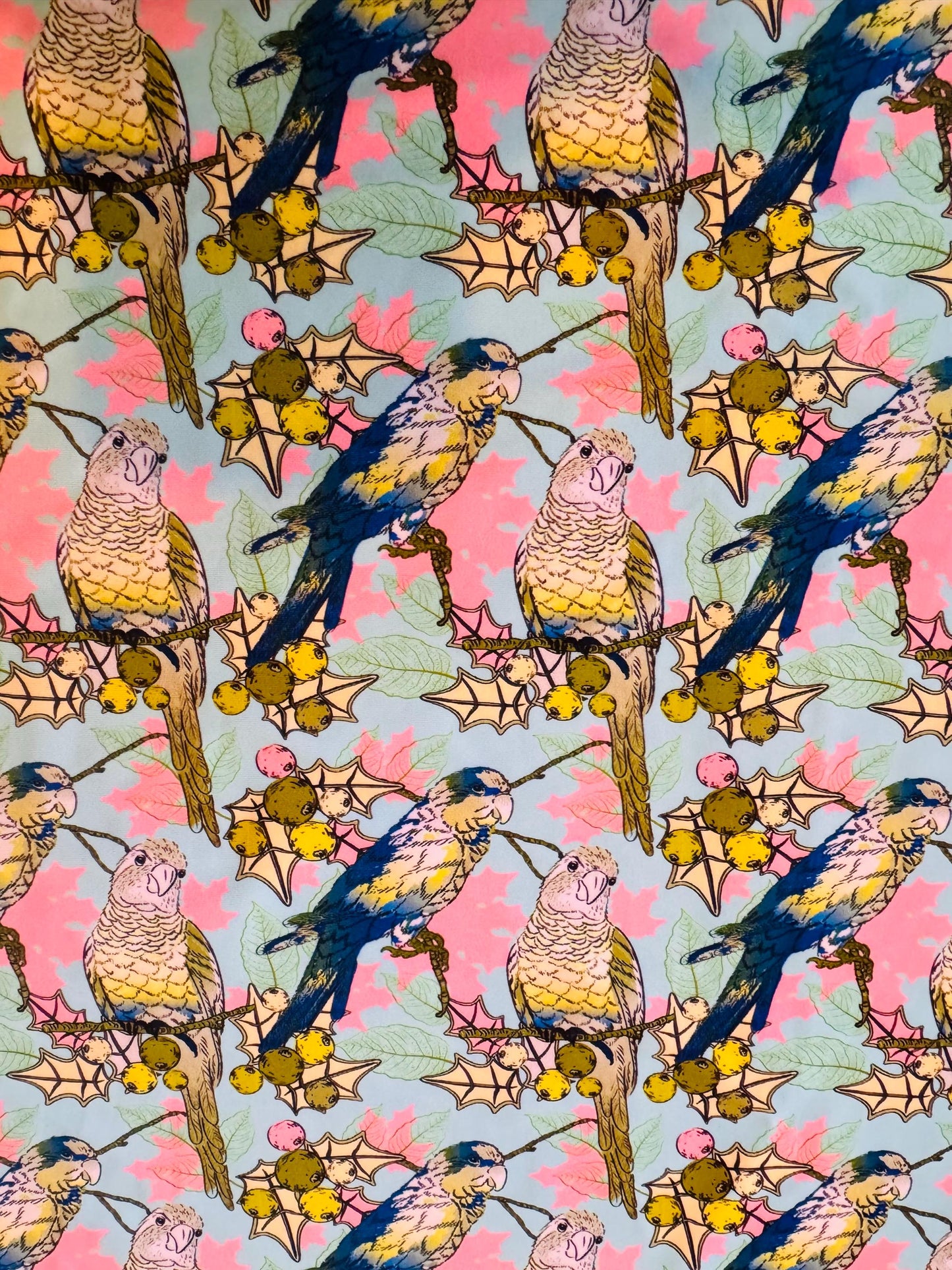 Parrots and floral design print on the best quality nylon spandex4-way stretch 58/60”sold by the YD. ships Worldwide from Los Angeles CA