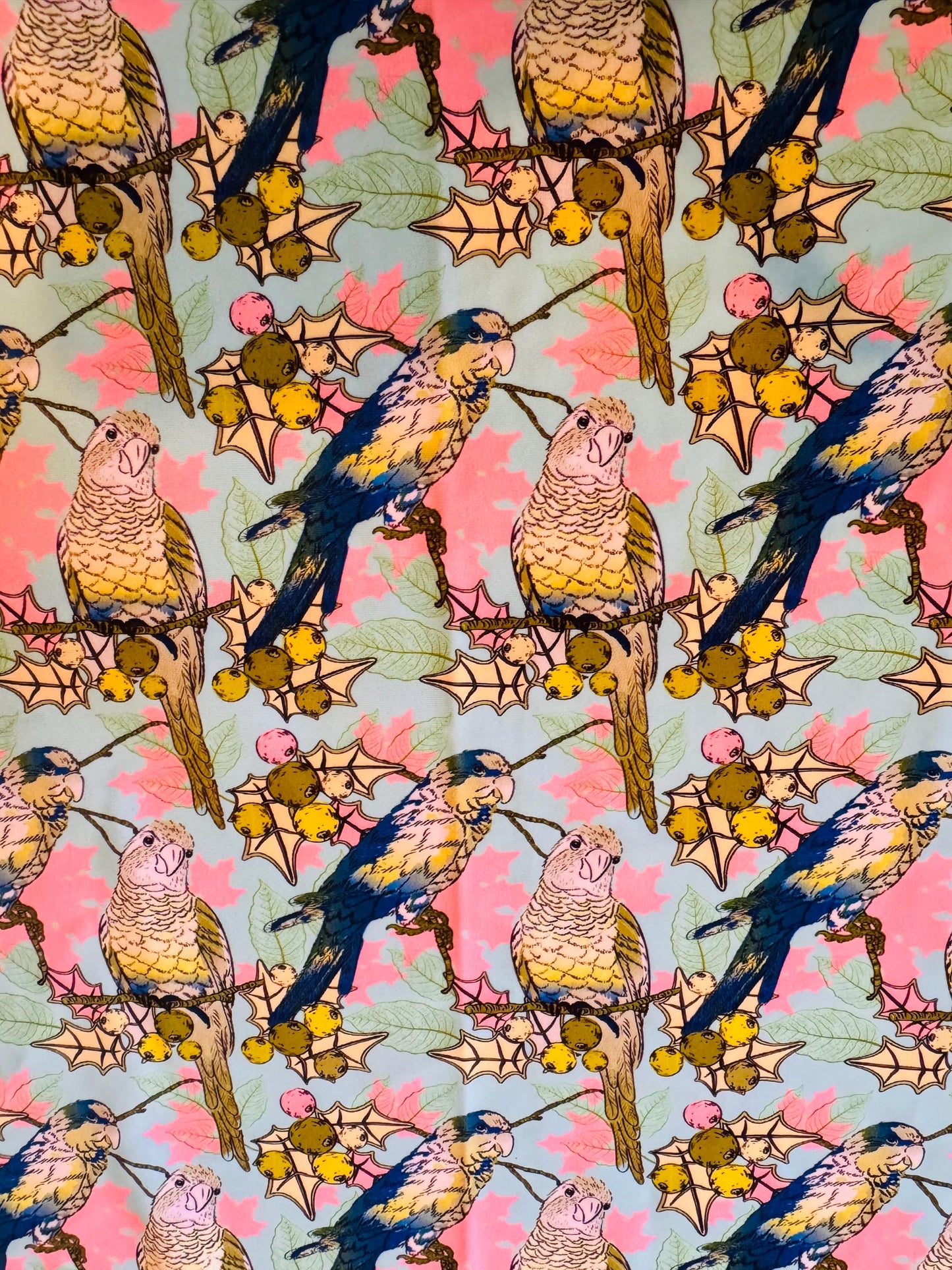 Parrots and floral design print on the best quality nylon spandex4-way stretch 58/60”sold by the YD. ships Worldwide from Los Angeles CA