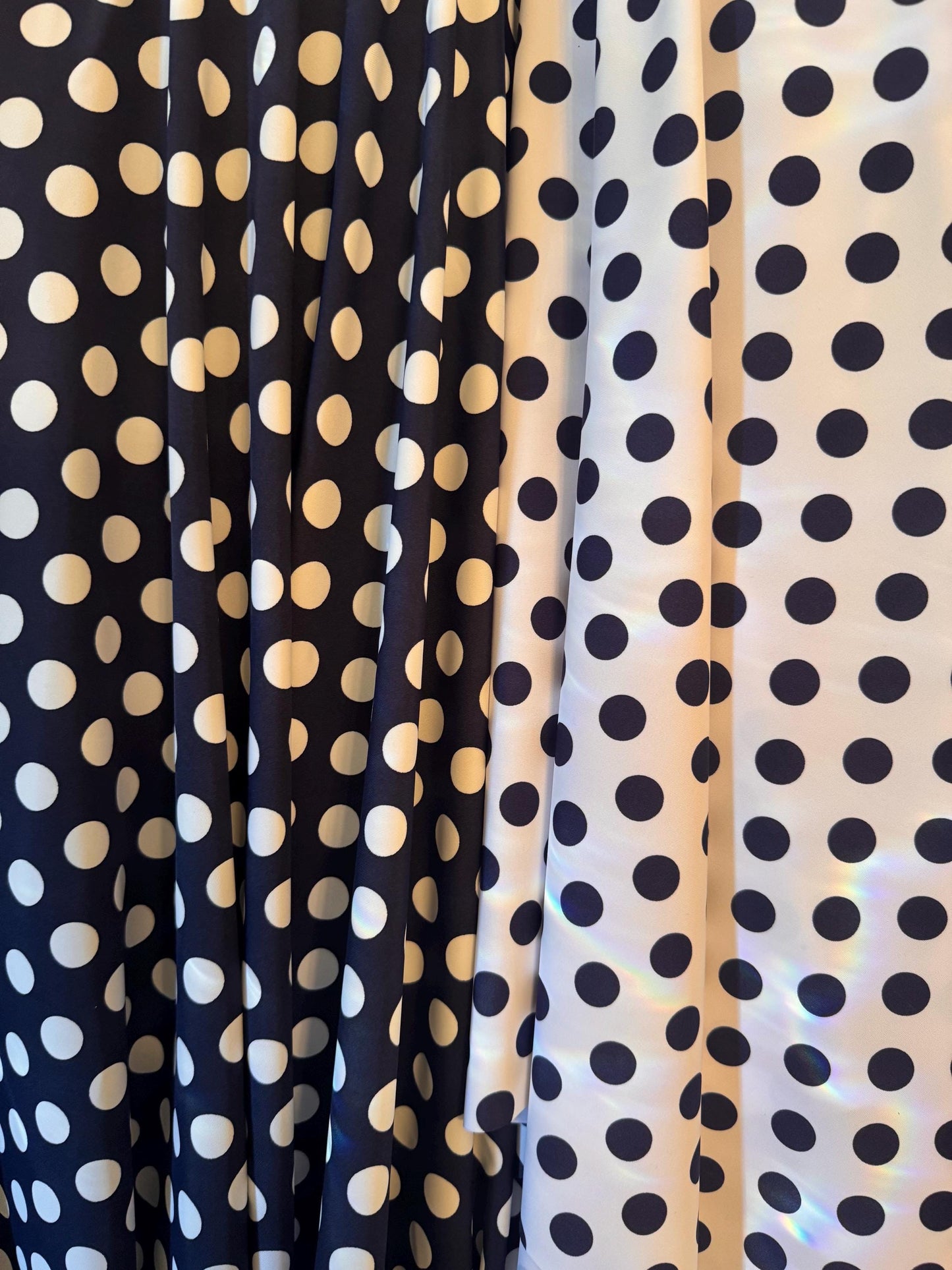 NEW Polka dots pattern design print on best quality of nylon spandex 4-way stretch 58/60”sold by the YD. ships Worldwide from Los Angeles CA