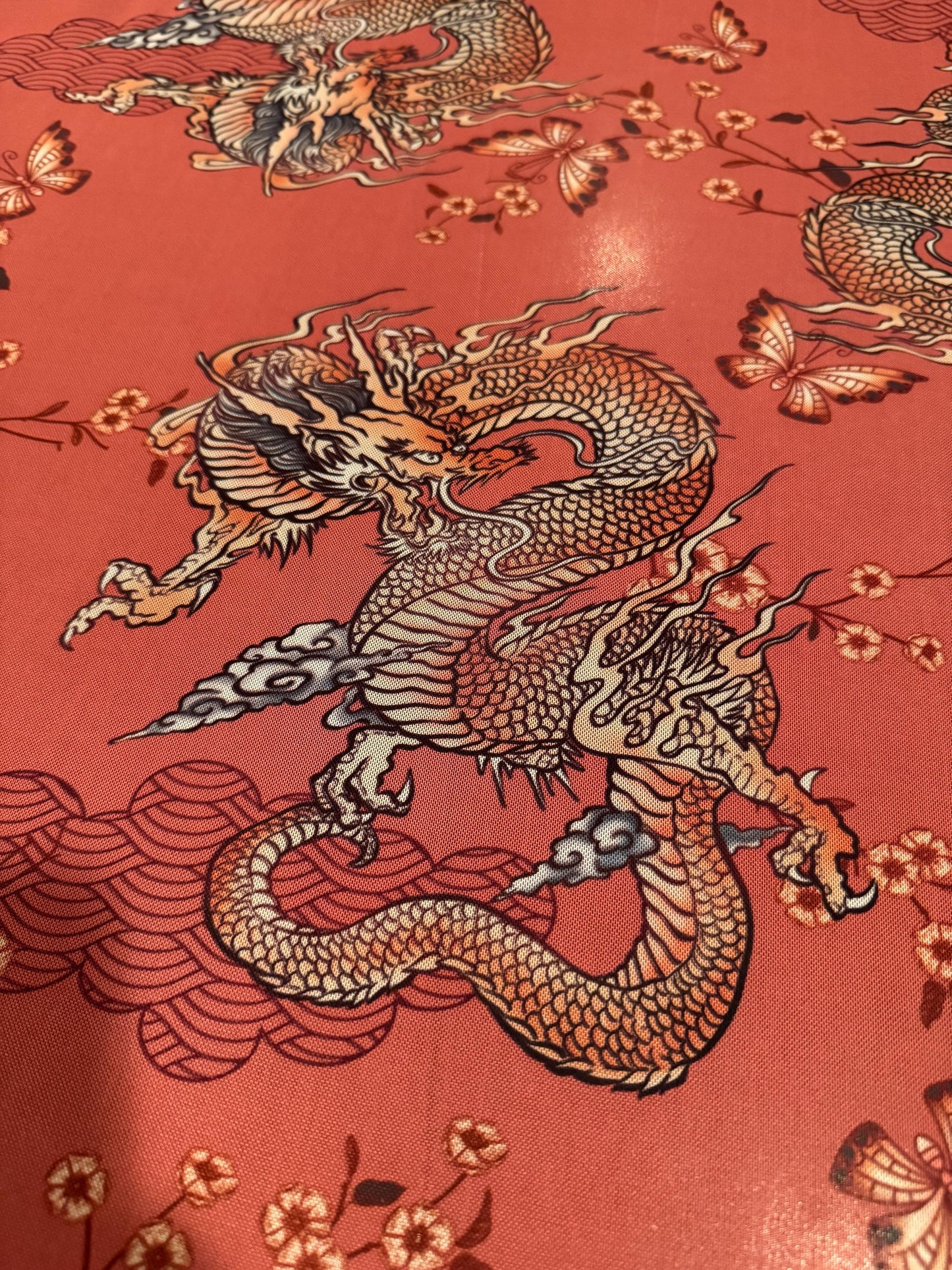 New Chinese Dragon design power mesh nylon spandex 4-way stretch 58/60”sold by the YD.ships worldwide from Los Angeles California USA