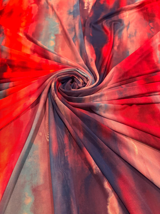 New Sunset Sky design print on power mesh 4-way stretch 58/60” sold by the YD.ships worldwide from Los Ángeles California USA