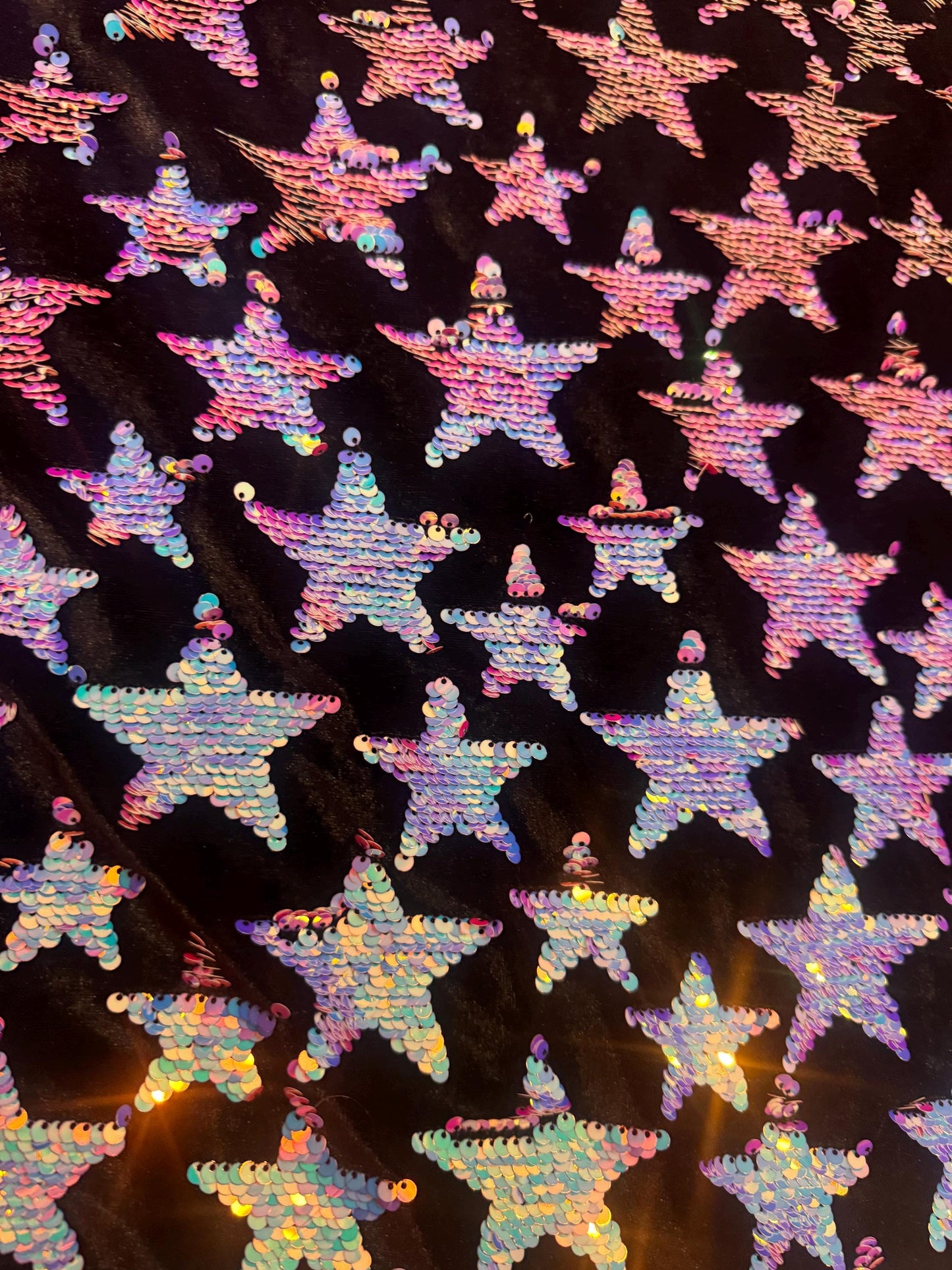 New reversible sequins stars stretch velvet design 4-way stretch 58/60”sold by the YD.ships worldwide from Los Ángeles California USA