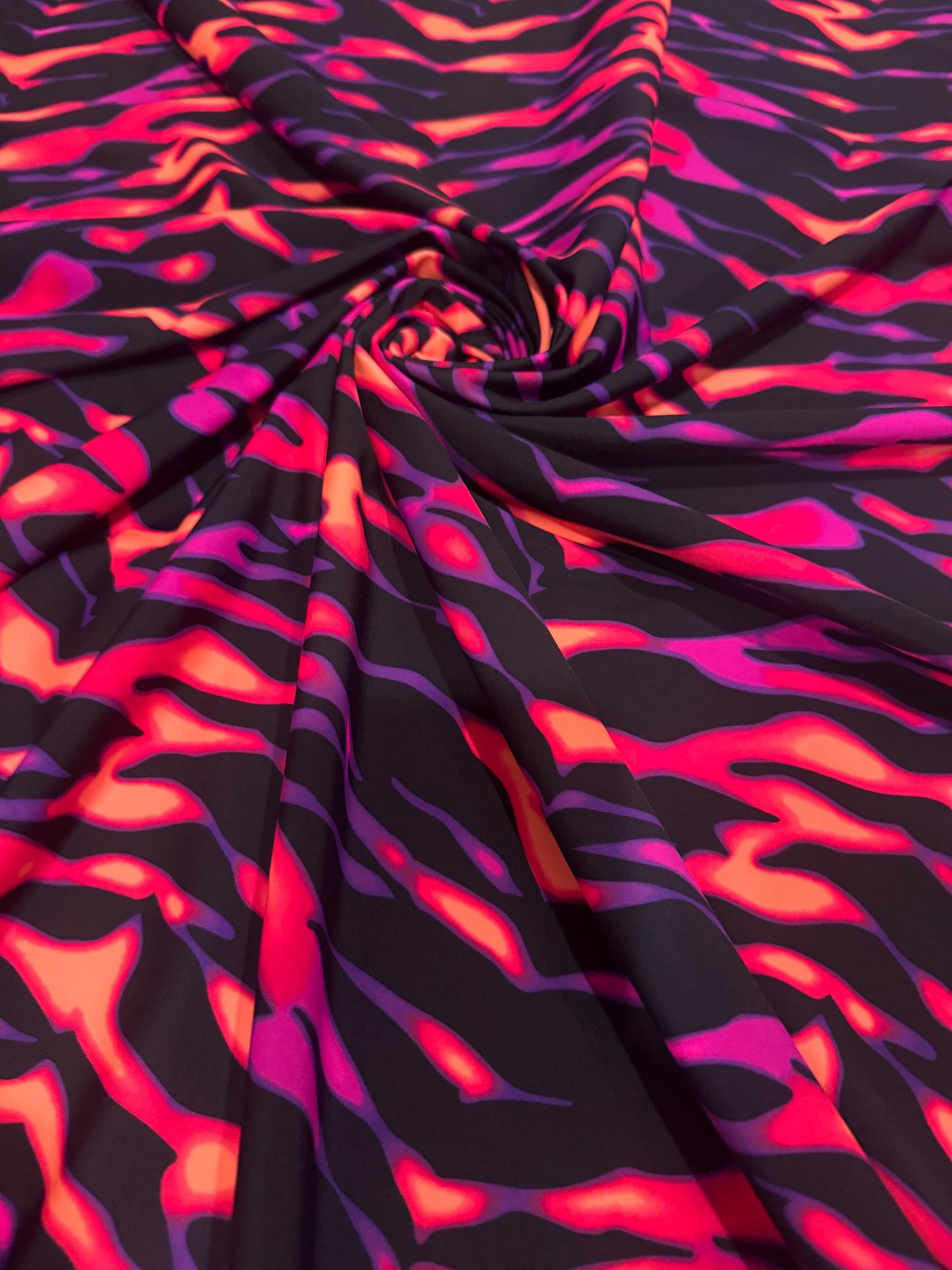 New tiger stripe design print on the best quality of nylon spandex 4way stretch 58/60” Sold by the YD.Ships worldwide from LA