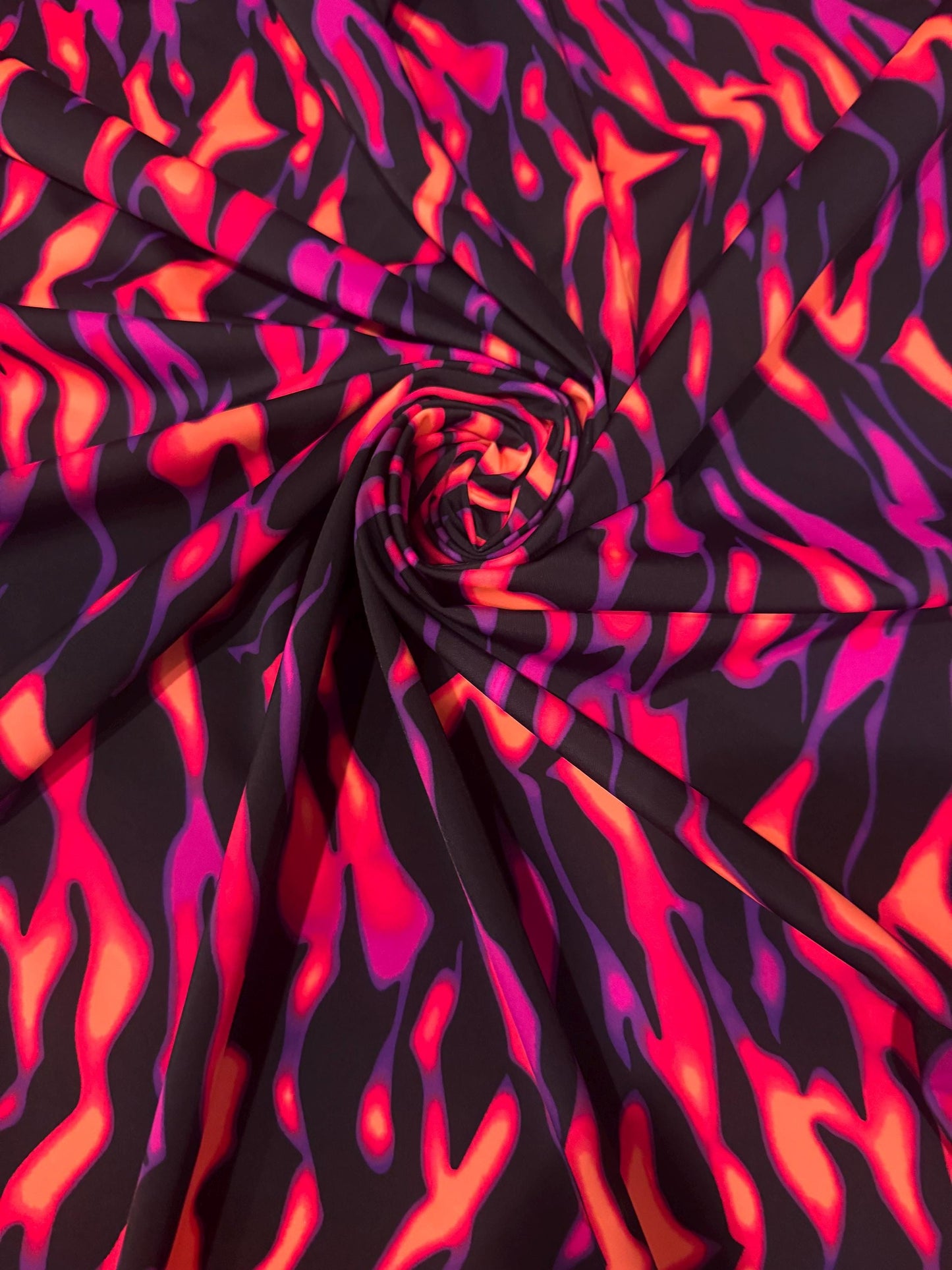 New tiger stripe design print on the best quality of nylon spandex 4way stretch 58/60” Sold by the YD.Ships worldwide from LA