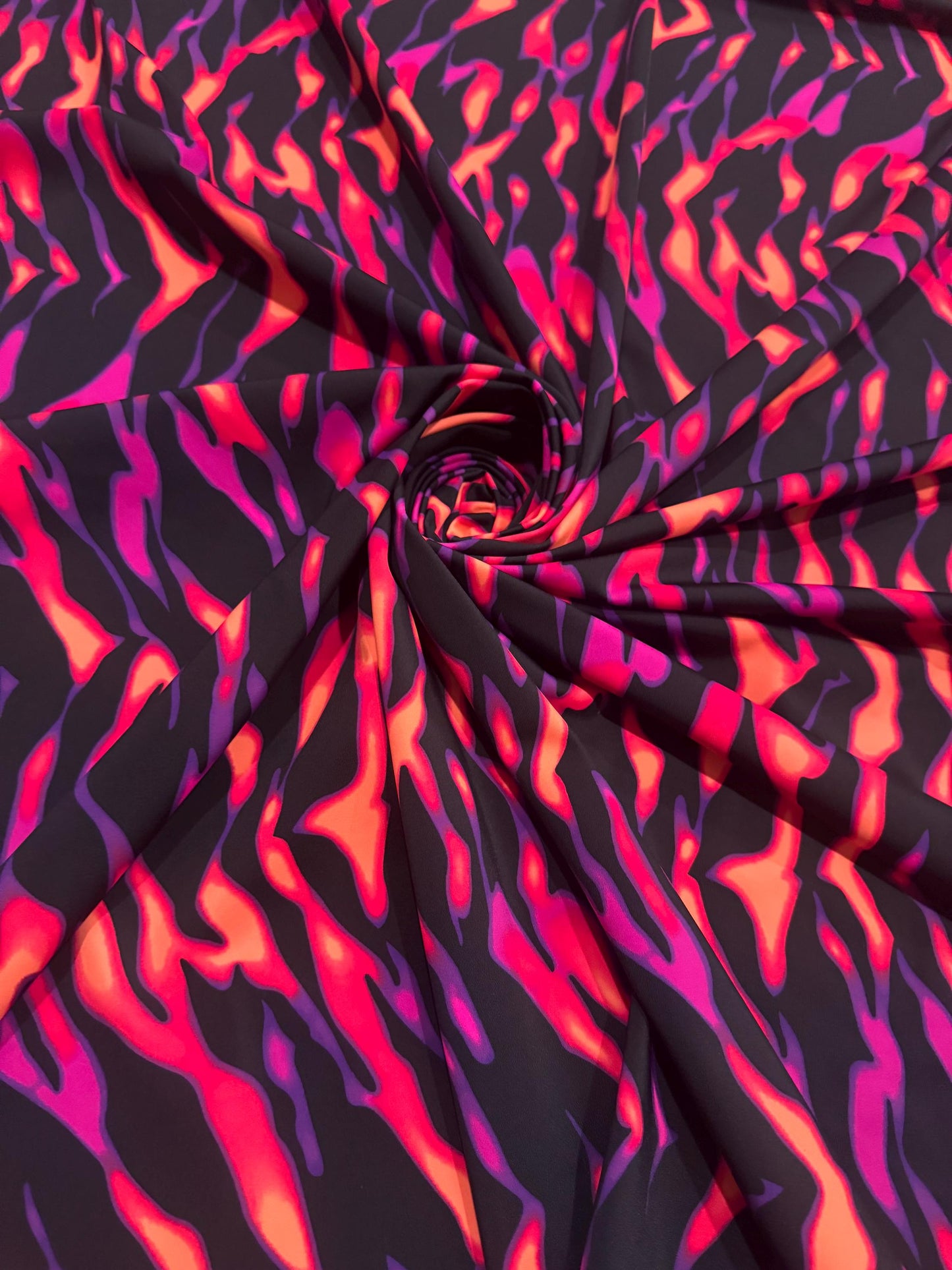 New tiger stripe design print on the best quality of nylon spandex 4way stretch 58/60” Sold by the YD.Ships worldwide from LA