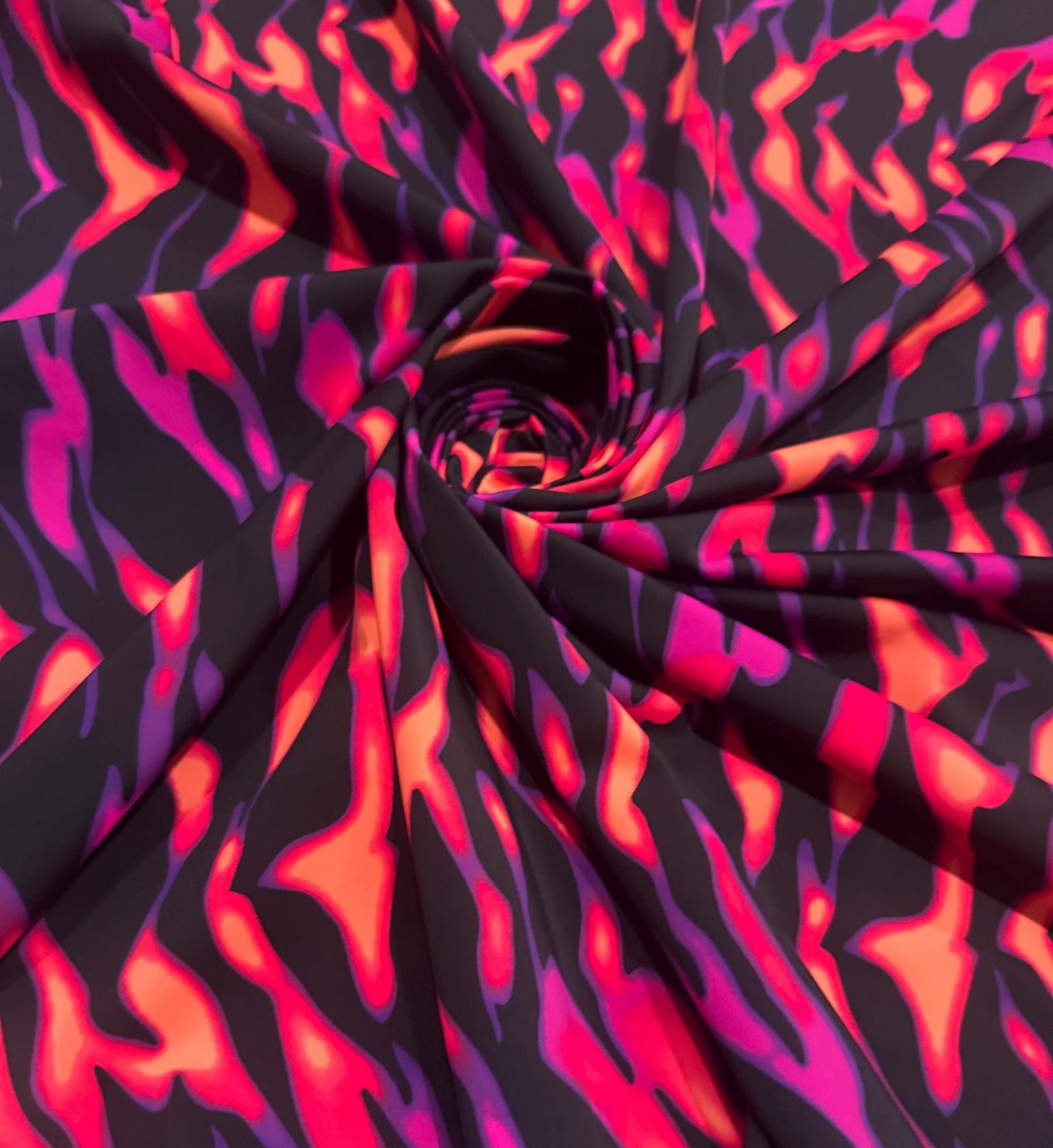 New tiger stripe design print on the best quality of nylon spandex 4way stretch 58/60” Sold by the YD.Ships worldwide from LA