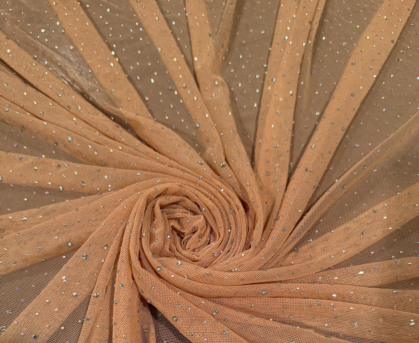 New power mesh with Rhinestones 4-way stretch 58/60” sold by the YD.ships worldwide from Los Ángeles California USA
