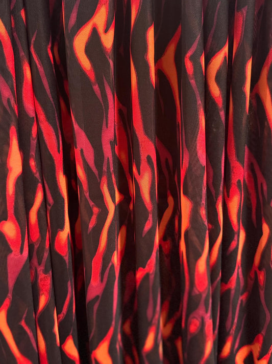 New hot fire flames  design print on nylon spandex and power mesh 4-way stretch 58/60”Sold by the YD.Ships worldwide from Los Angeles CA.