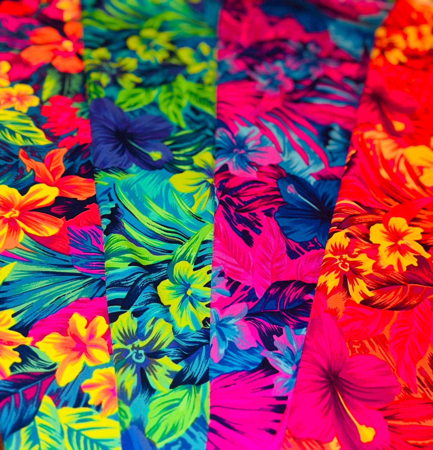 New Tropical Hibiscus floral design print on the best quality of nylon spandex 4-way stretch 58/60”sold by the YD.Ships worldwide from LA.