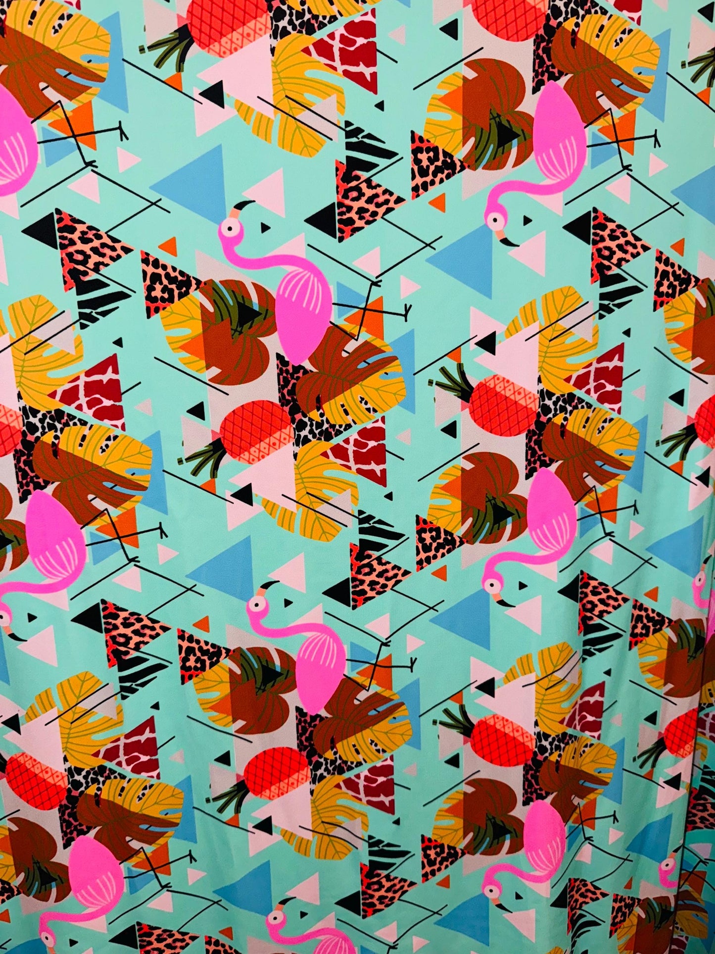 New Tropical Flamingo design print on the best quality of nylon spandex 4-stretch 58/60”sold by the YD.ships worldwide from Los Angeles CA